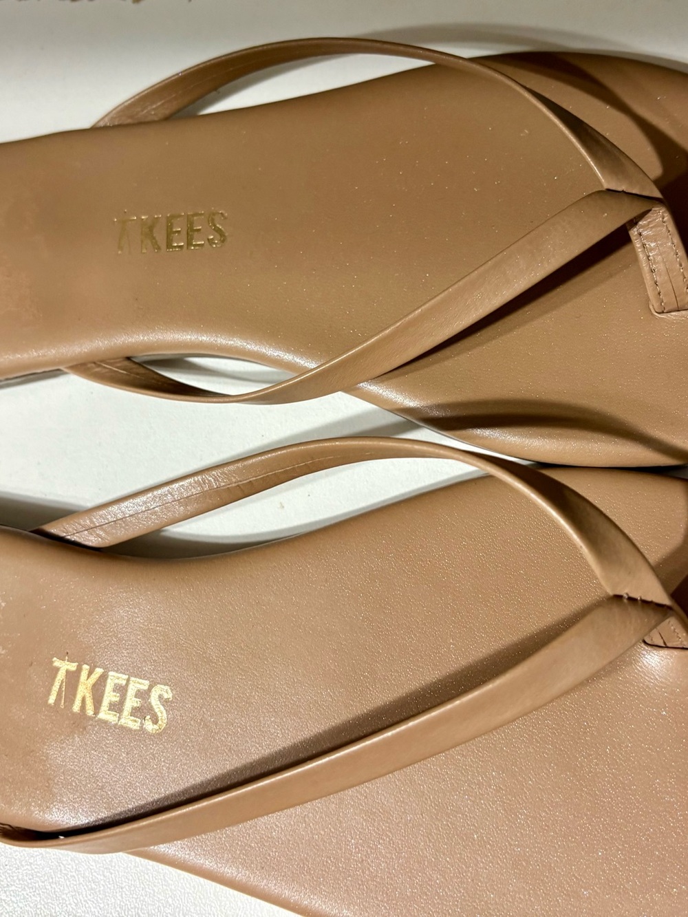 TKEES Slim Strap Thong Sandals in Tan